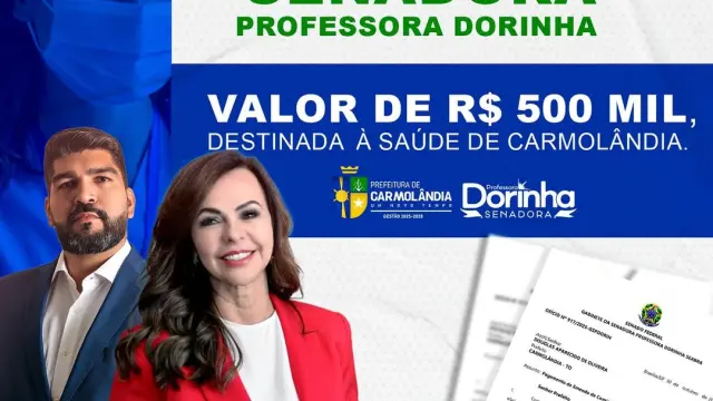 Recurso para Carmolândia: Emenda da Senadora Dorinha é paga ao município