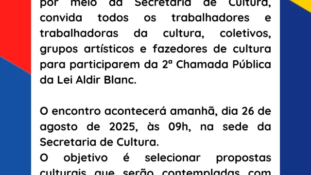 2ª CHAMADA PÚBLICA DA POLÍTICA NACIONAL ALDIR BLANC