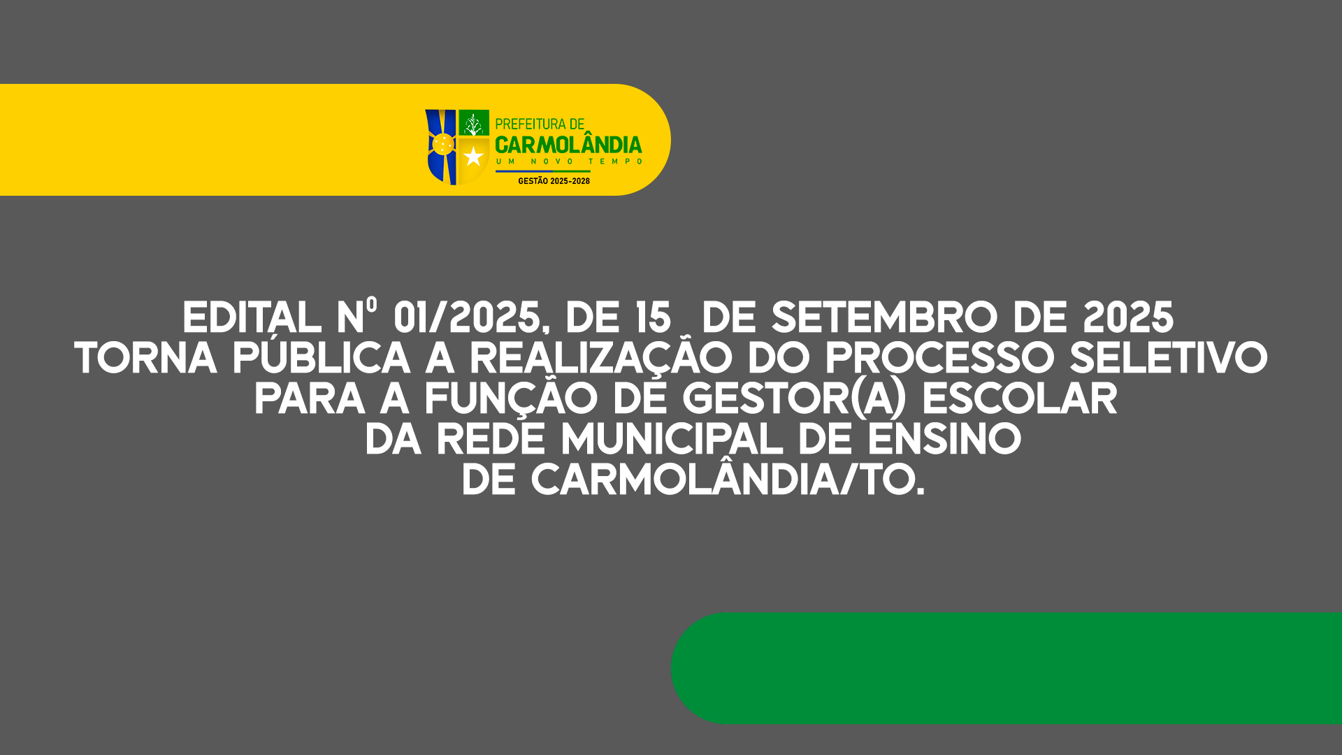 EDITAL Nº 01/2025, DE 15 DE SETEMBRO DE 2025