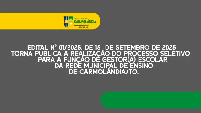 EDITAL Nº 01/2025, DE 15 DE SETEMBRO DE 2025